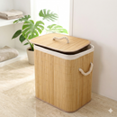 Cesto De Roupa Suja Bambu Dobravel Organizador Forrado Banheiro 60cm Grande Cesto Retangular