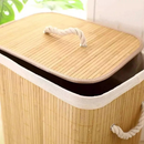 Cesto De Roupa Suja Bambu Dobravel Organizador Forrado Banheiro 60cm Grande Cesto Retangular
