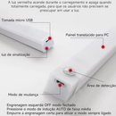 Kit 2 Smart Luminária Inteligente Ultra LED com sensor de movimento sem fio e Recarregável USB fino barra 50cm